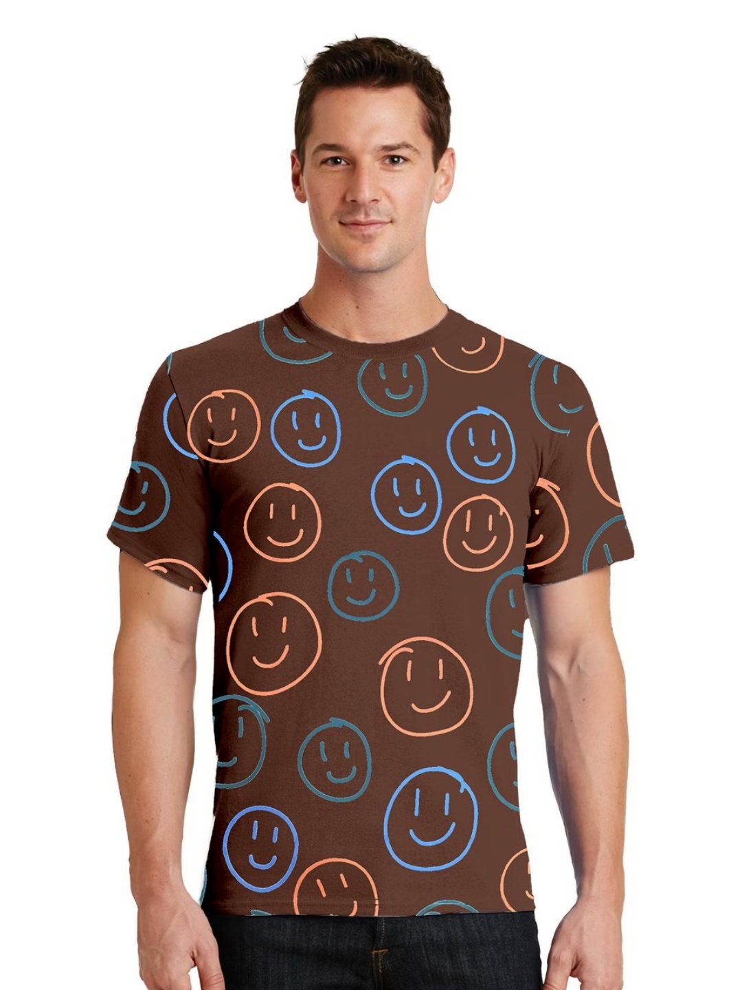 

SONIBROS Men Printed Applique T-shirt, Brown