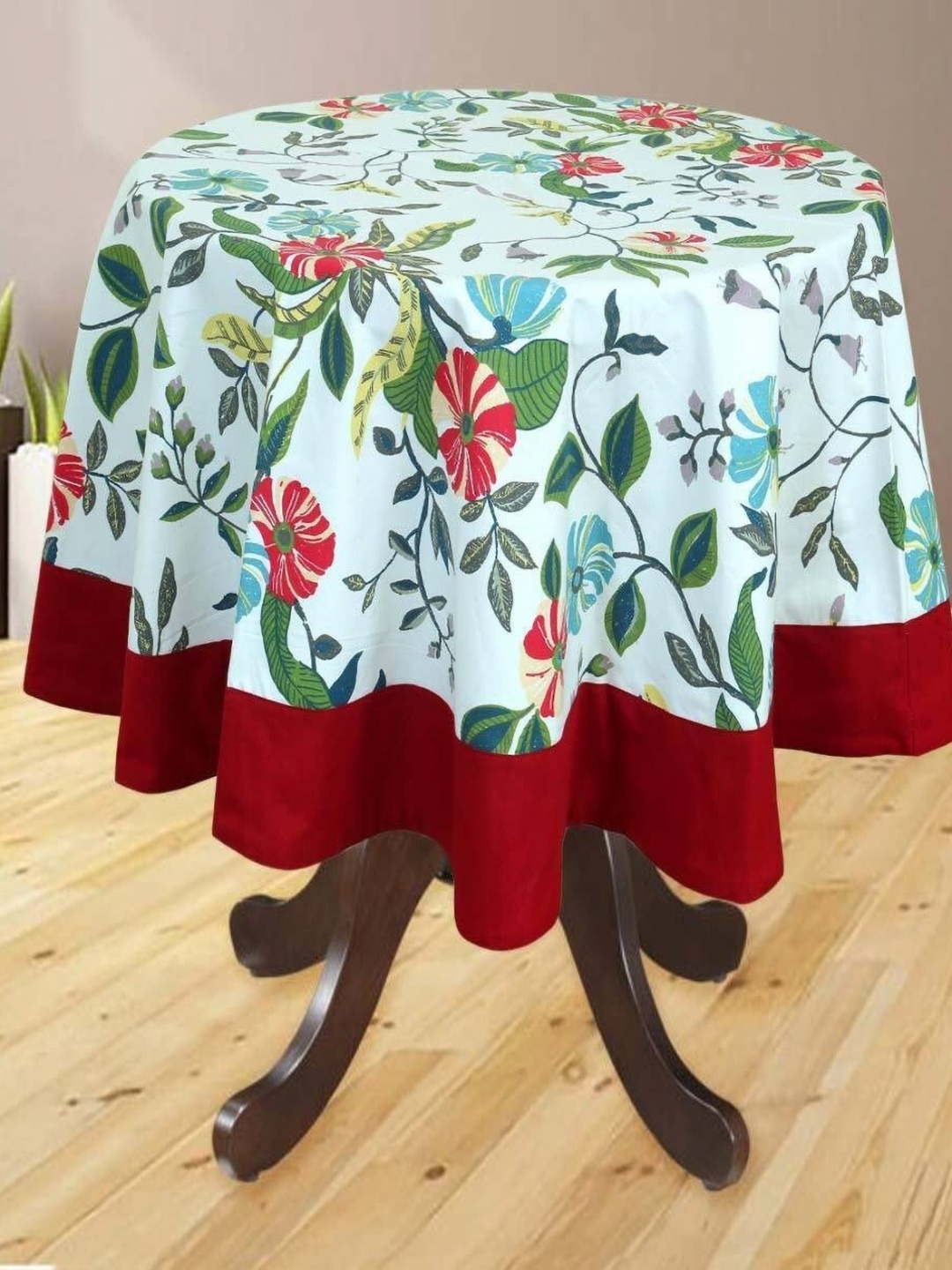 

BILBERRY Furnishing by preeti grover Cotton Round Dining Table cloth, White