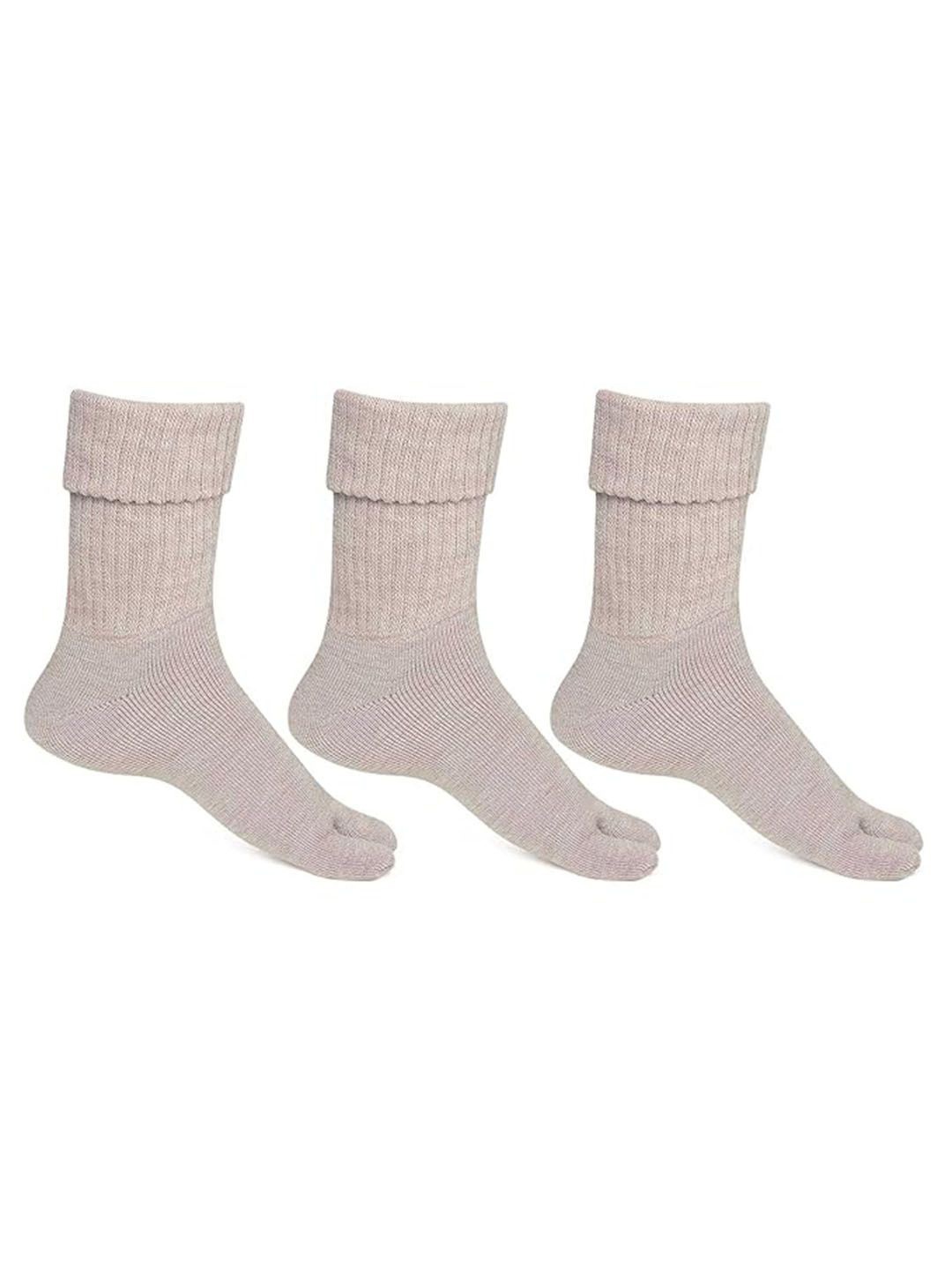 

Bonjour Women Pack Of 3 Woolen Thumb Socks, Beige
