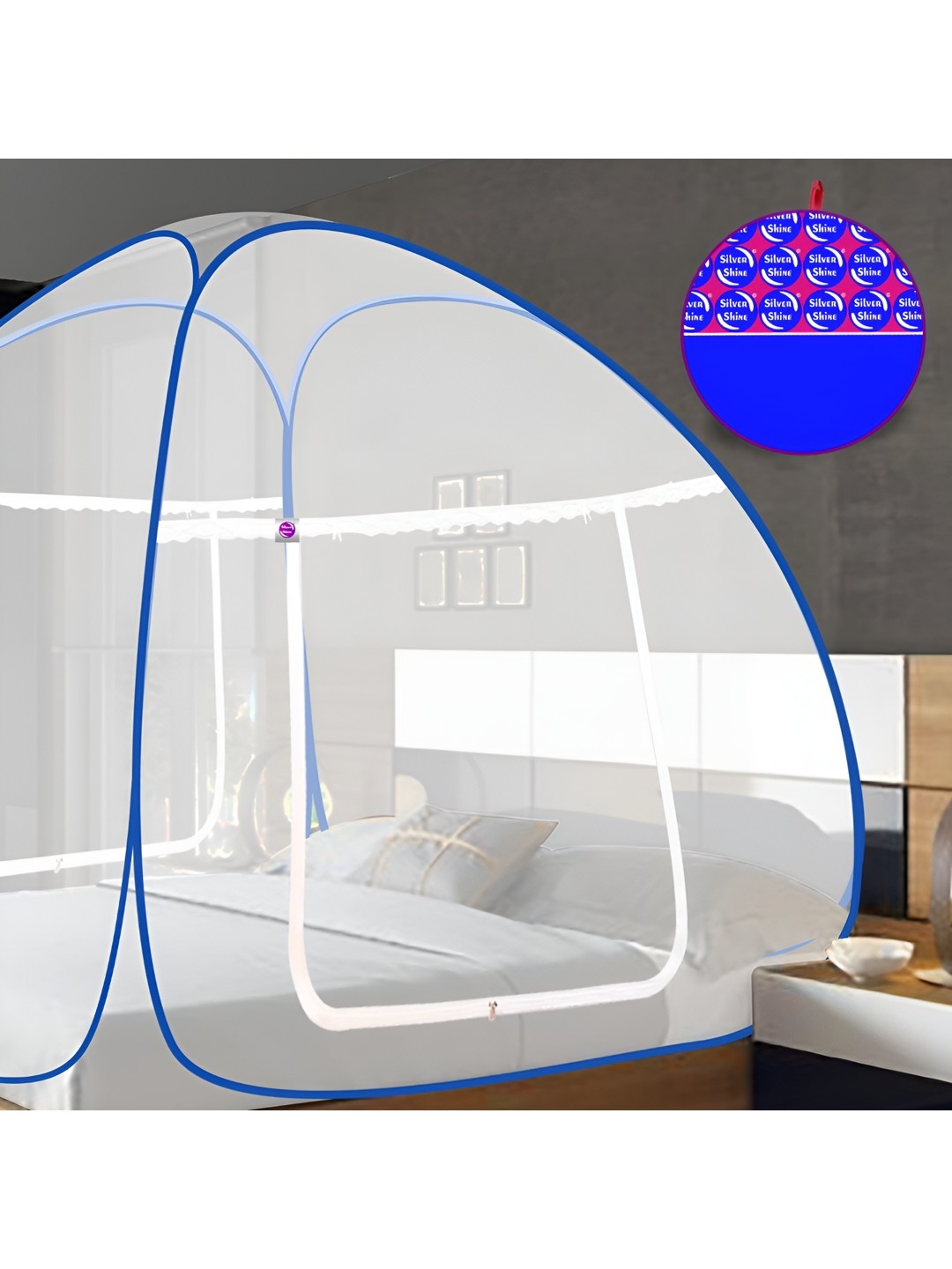 

Silver Shine White & Blue King Size Tent Mosquito Net