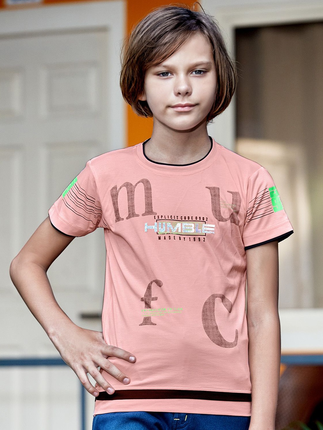 

MashUp Boys Typography Printed Pockets T-shirt, Pink