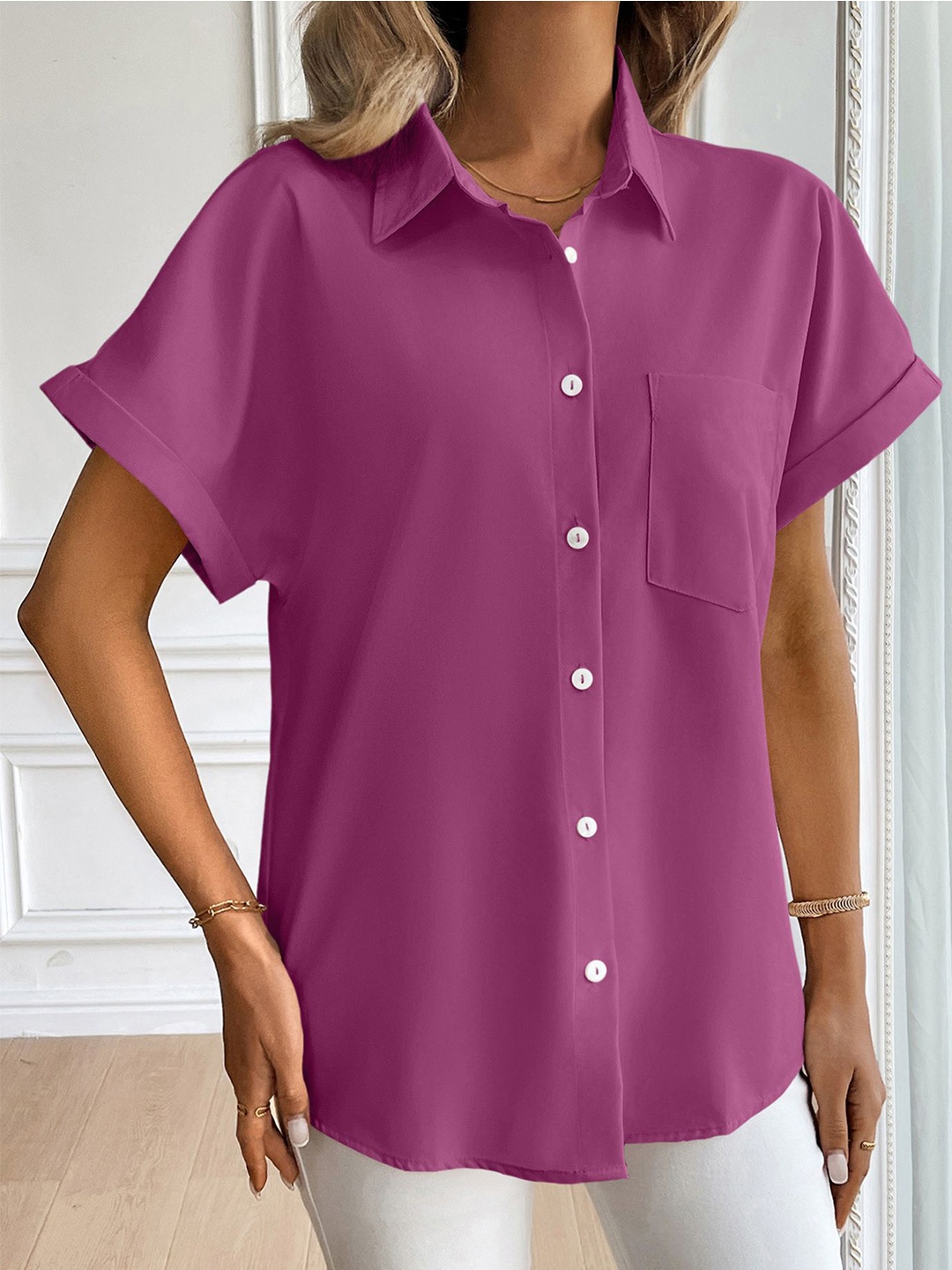 

StyleCast x Revolte Women Opaque Casual Shirt, Purple