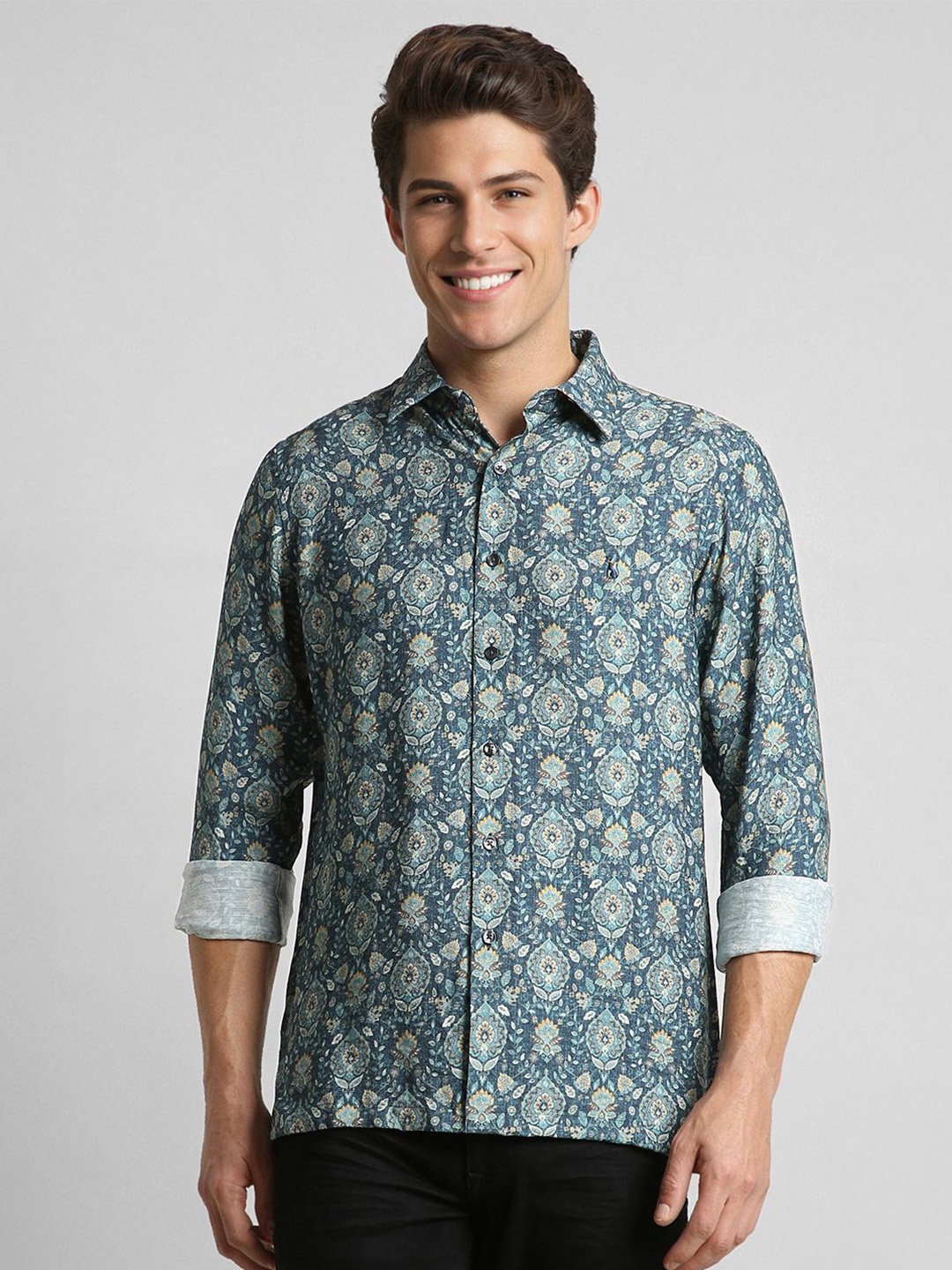 

SIMON CARTER LONDON Men Slim Fit Floral Opaque Printed Casual Shirt, Blue