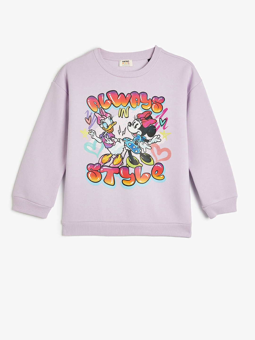 

Koton Girls Printed Round Neck Long Sleeves Sweatshirt, Purple