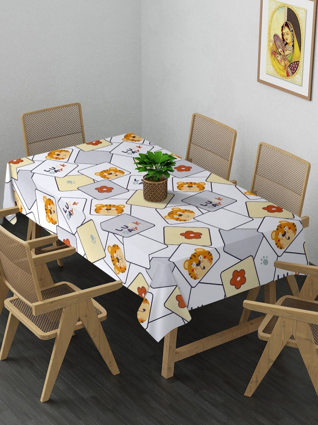 

Arrabi White & Grey Printed 8-Seater Table Cover