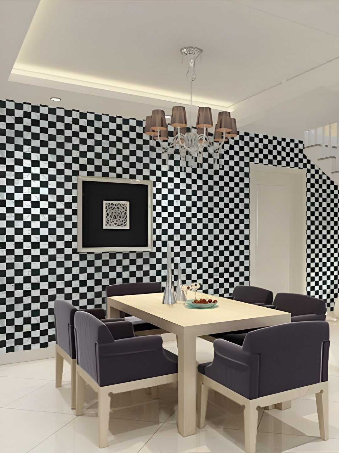 

Asian royal Black & White Printed Waterproof Wallpaper