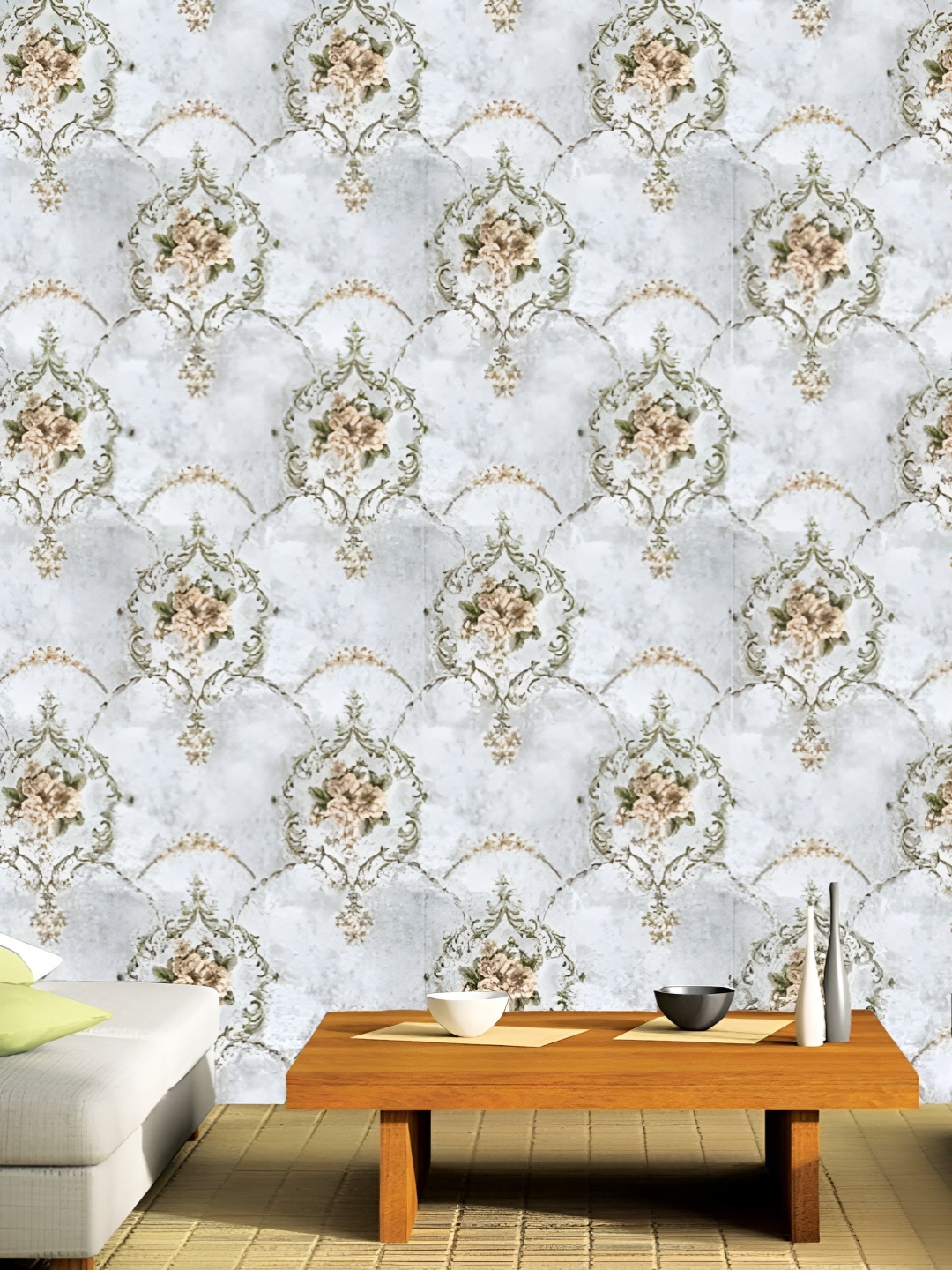 

Asian royal Grey & Brown Floral Printed Self-Adhesive Waterproof Wallpaper