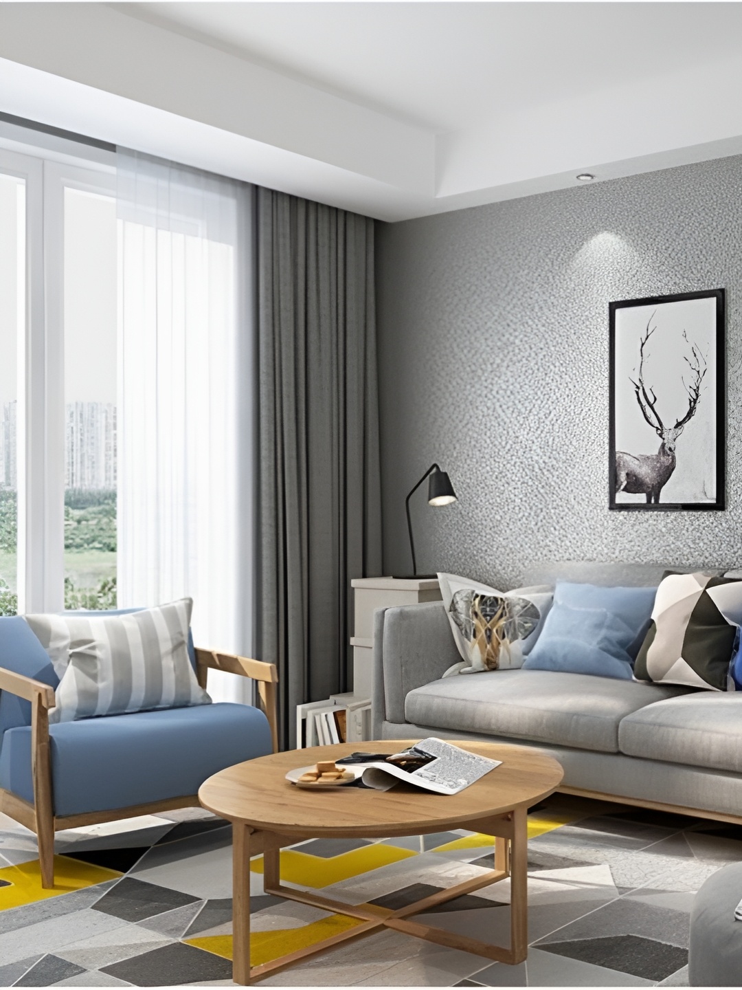 

Asian royal Grey & White Textured Waterproof Wallpaper, Silver