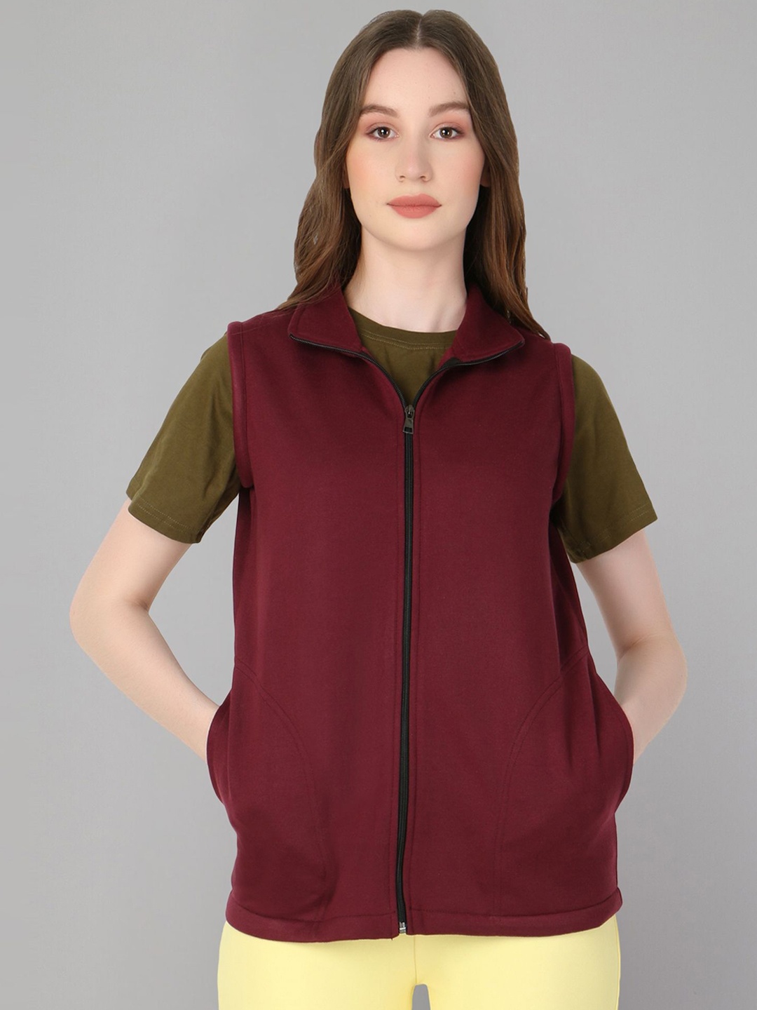 

Zuvino Women Fleece Lightweight Open Front Jacket, Burgundy