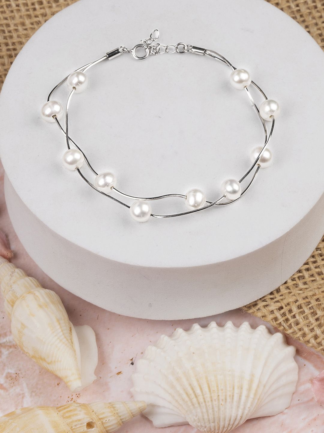 

TOUCH925 Silver Pearls Wraparound Bracelet