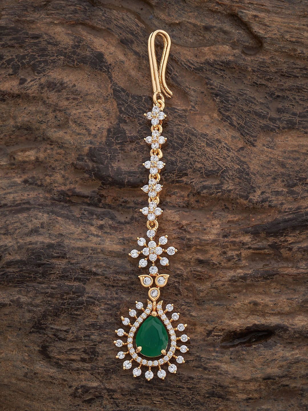 

Kushal's Fashion Jewellery Gold-Plated Zircon Maang Tikka Head Jewellery