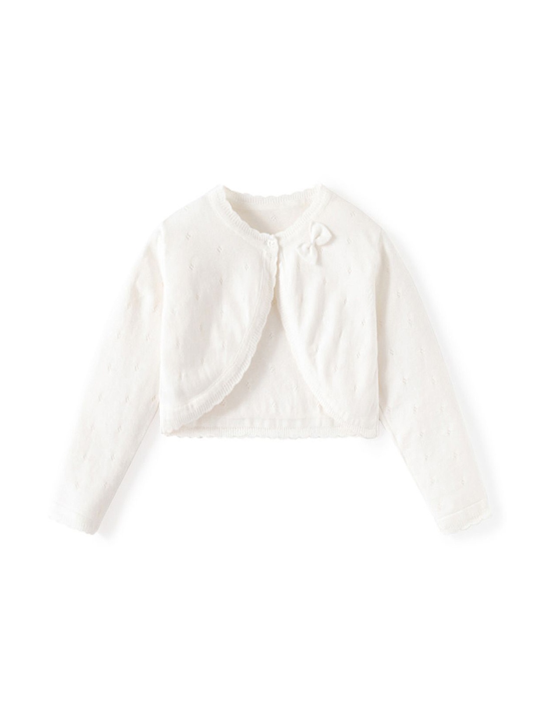 

LULU & SKY Girls Round Neck Cotton Sweaters, White