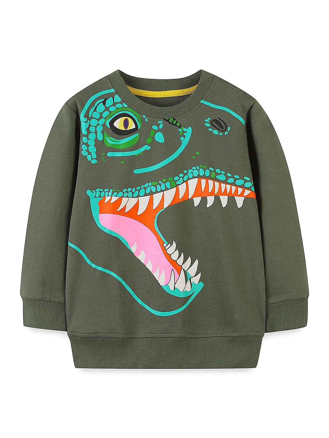 

LULU & SKY Boys Printed Pullover Cotton Sweatshirt, Green