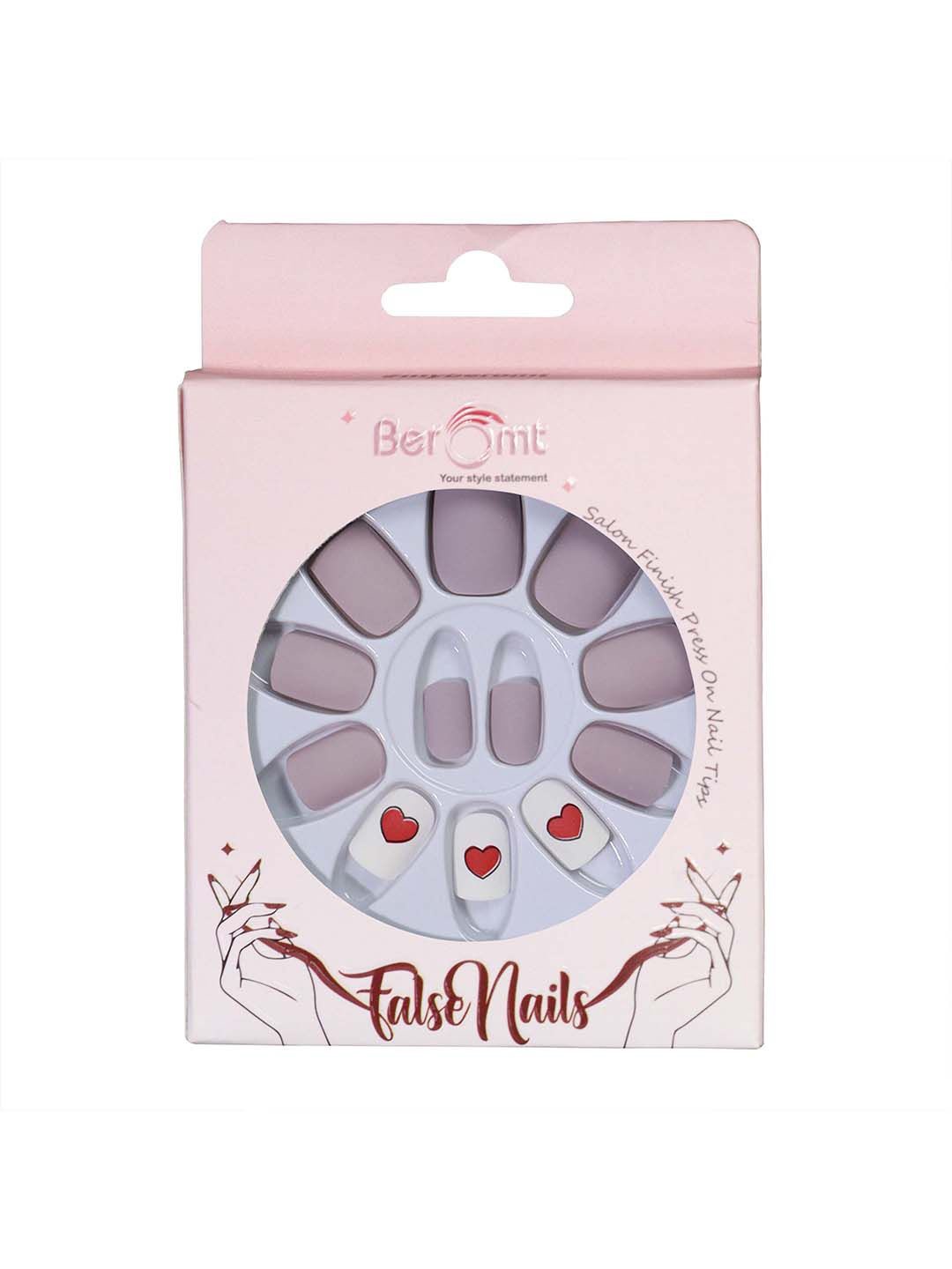 

BEROMT Set Of 16 Jelly Stick On Printed Nails Application Kit - BFN605CN, Mauve