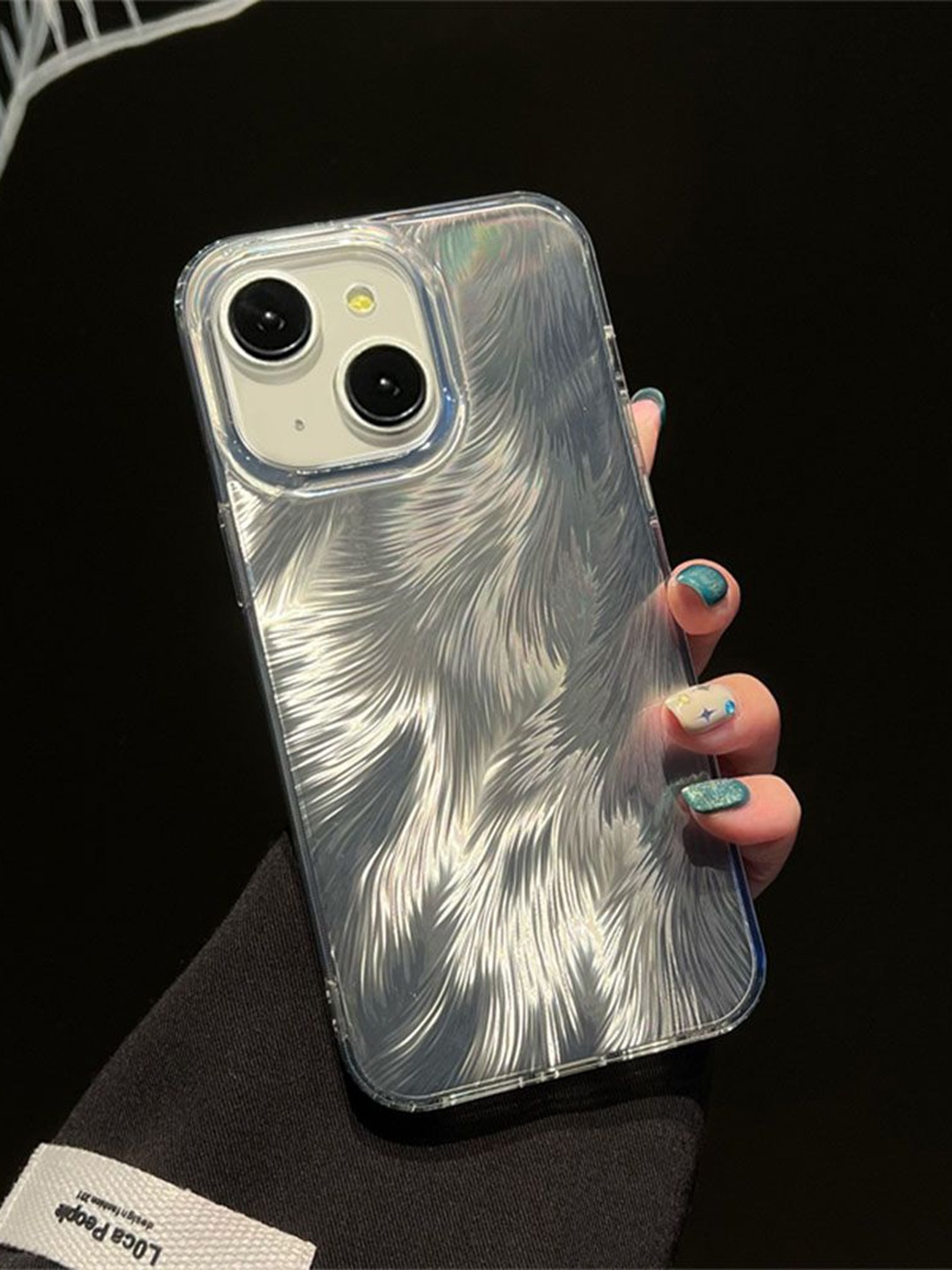 

Luxury Kase Solid Printed iPhone 14 Back Case Mobile Accessories, Silver