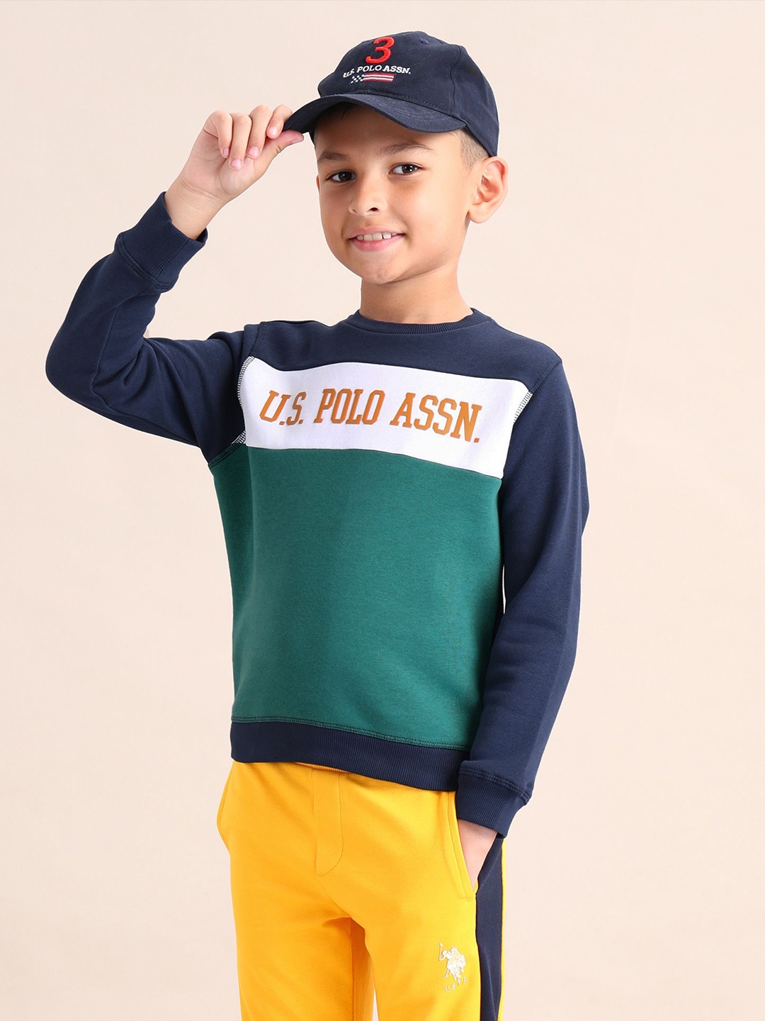 

U.S. Polo Assn. Kids Boys Printed Cotton Pullover Sweatshirt, Green