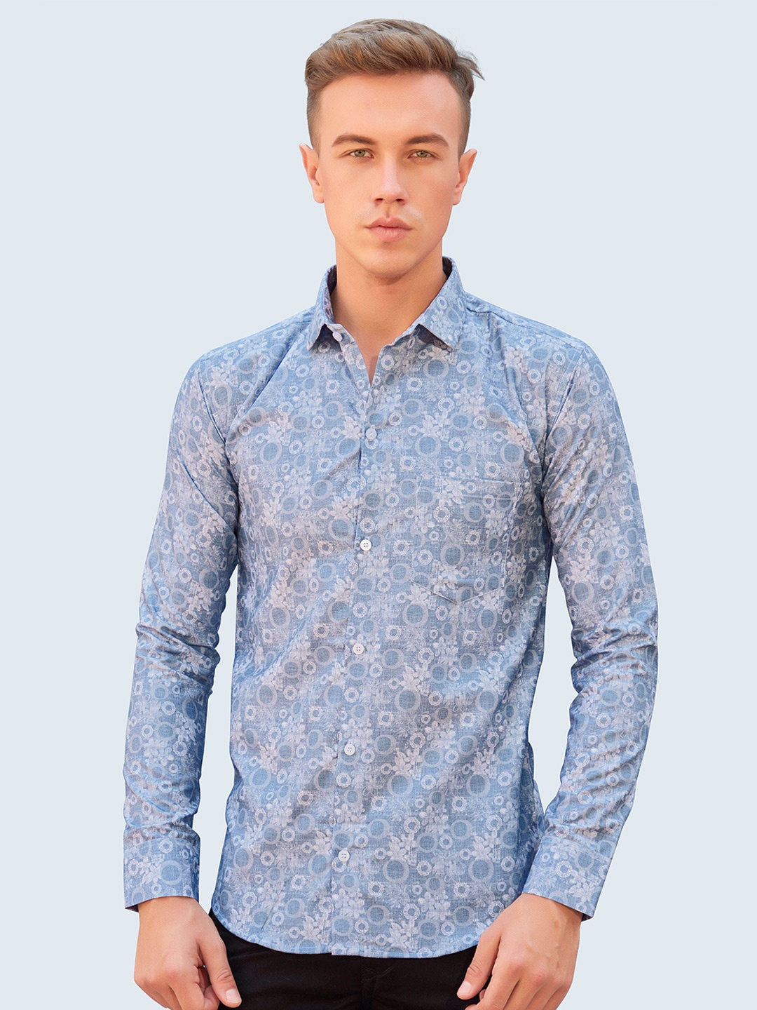 

FashionX Men Classic Slim Fit Opaque Printed Party Shirt, Purple