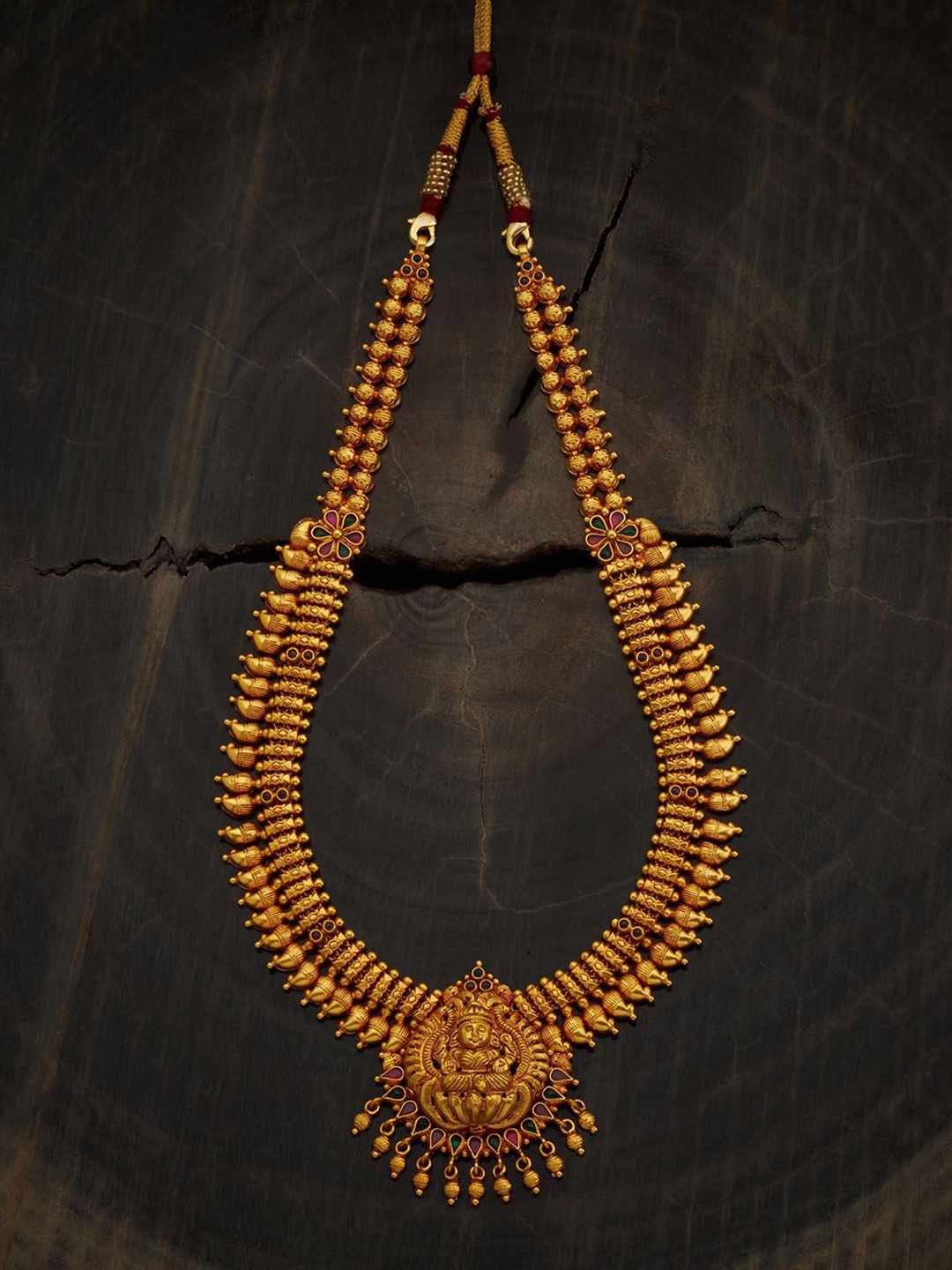 

Kushal's Fashion Jewellery 92.5 Pure Silver Gold-Plated Temple Necklace