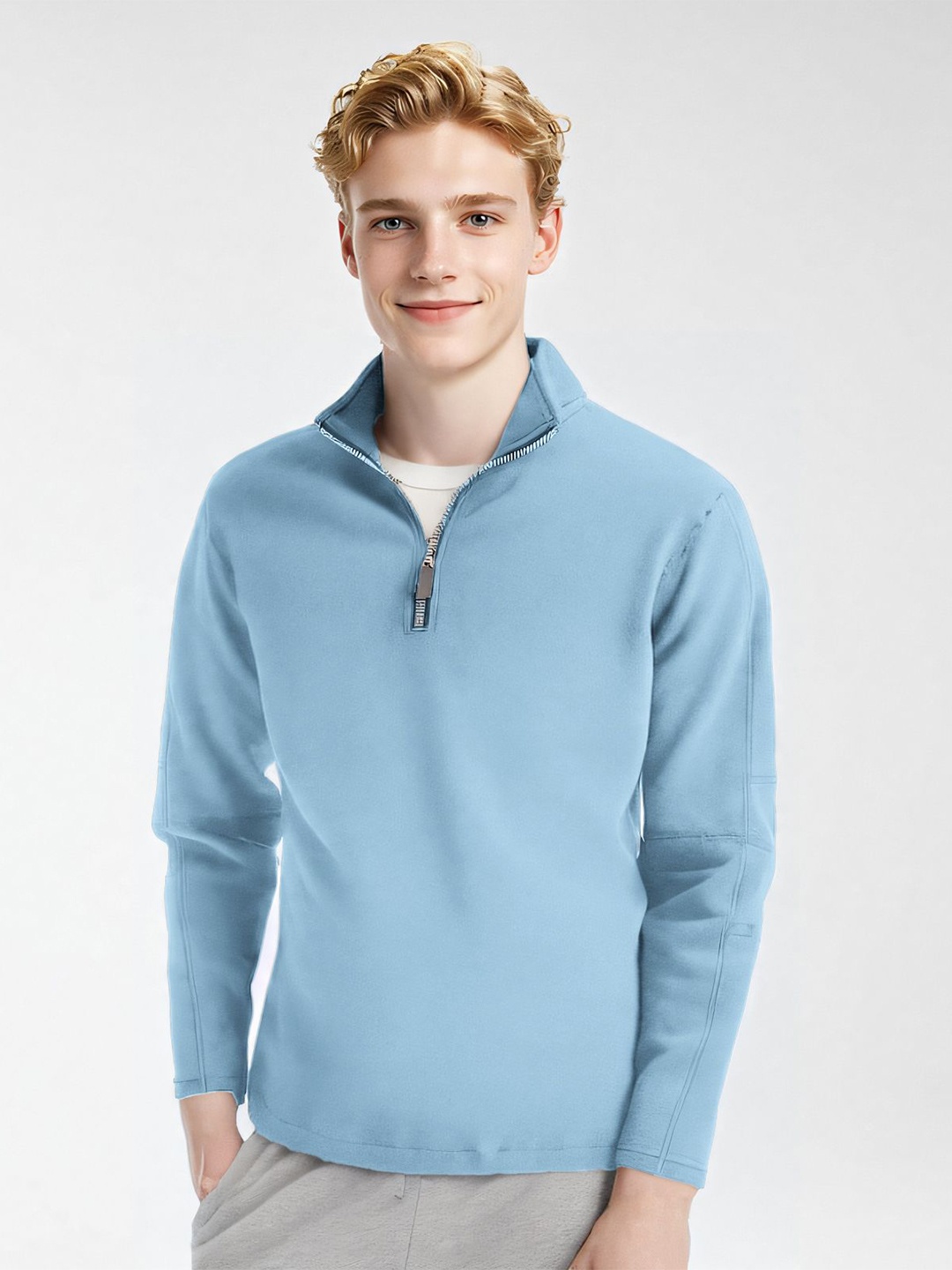 

StyleCast x Revolte Men Mandarin Collar Long Sleeves Sweatshirt, Blue