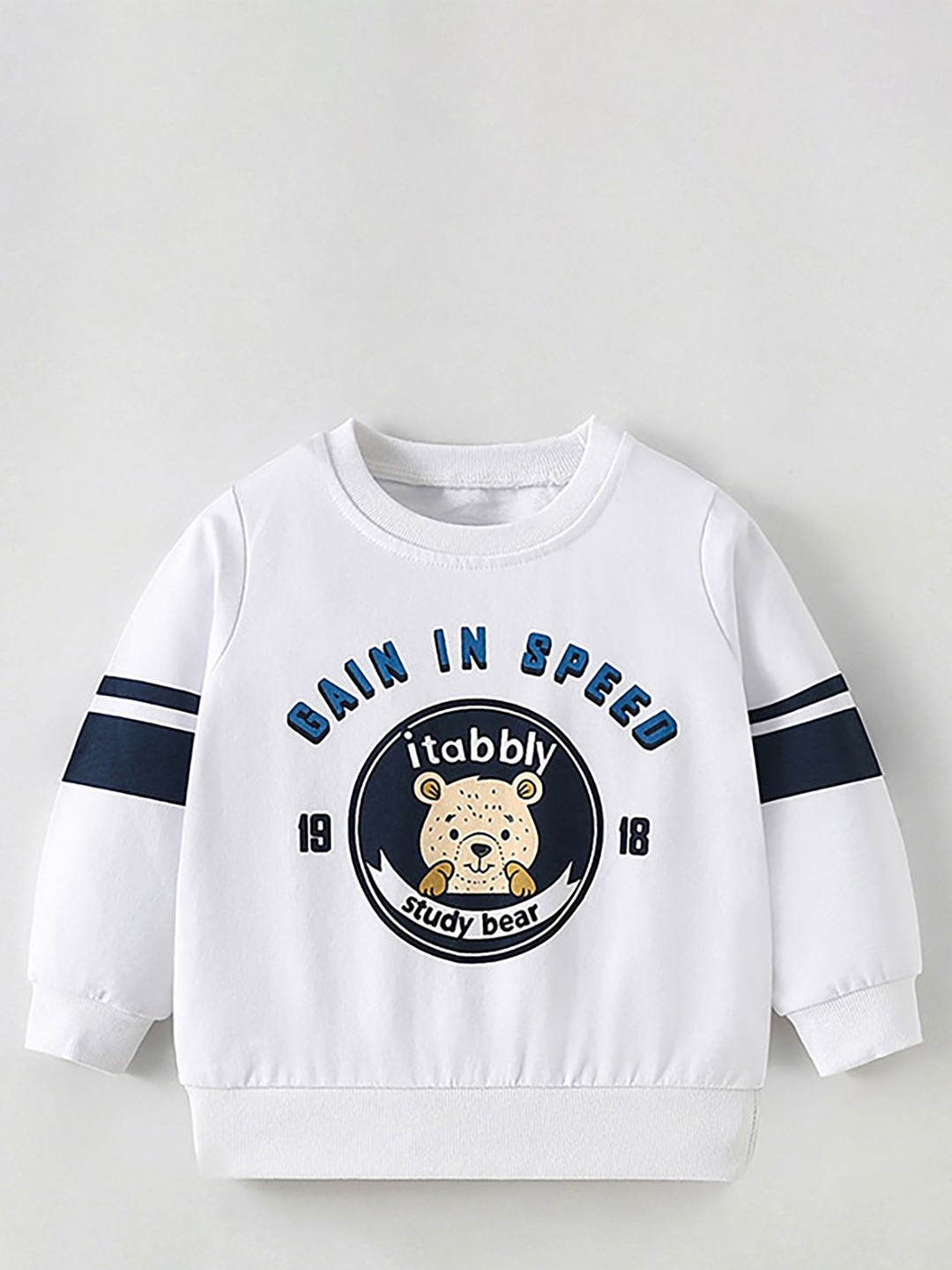 

LULU & SKY Boys Printed Round Neck Long Sleeves Pullover Sweatshirt, White