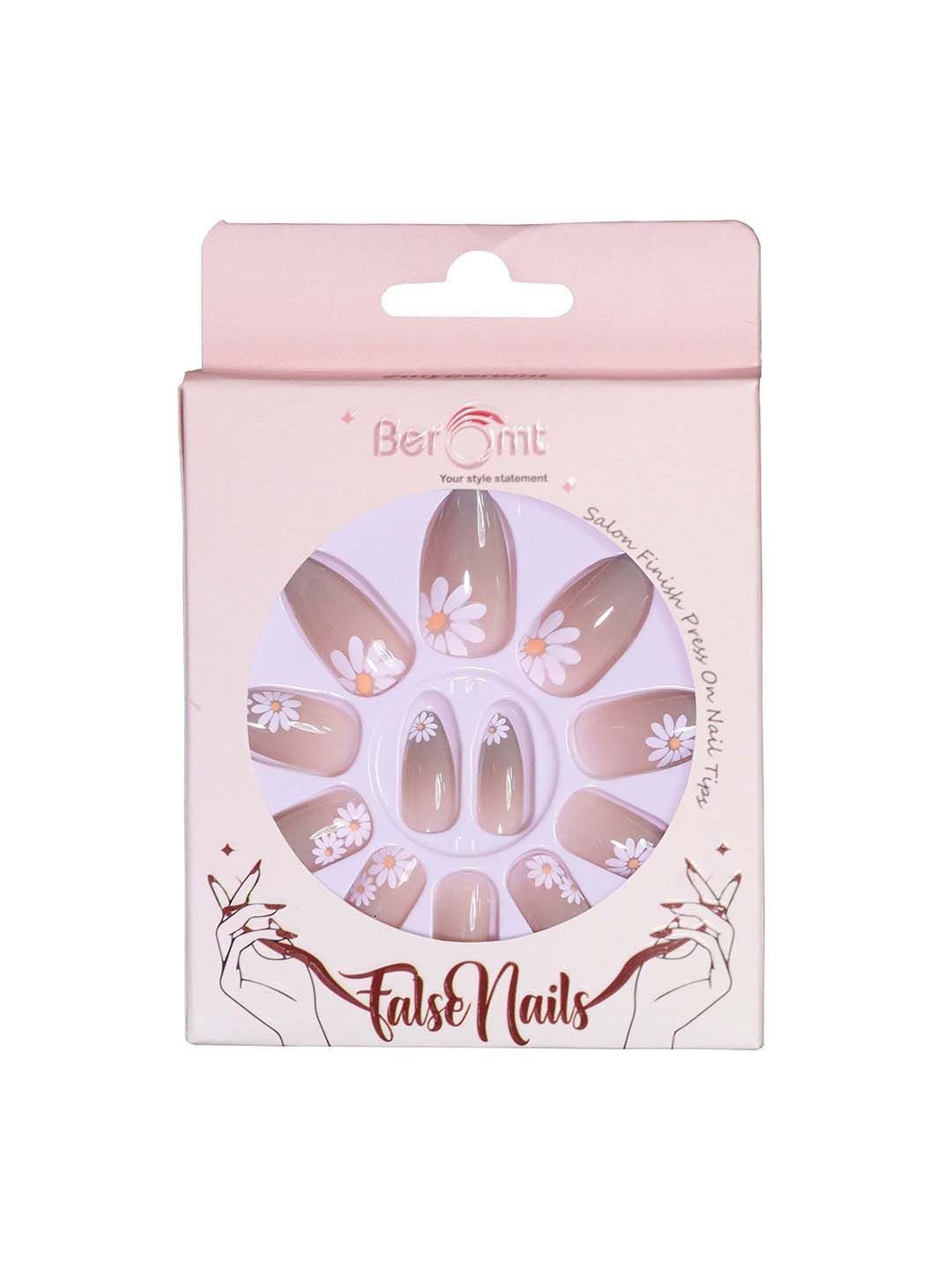 

BEROMT Set Of 16 Press On Nail Tip With Application Kit - BFN336FN, Beige