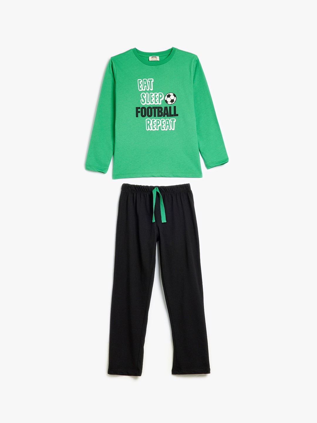 

Koton Boys Typography Printed Pure Cotton Night suit, Green