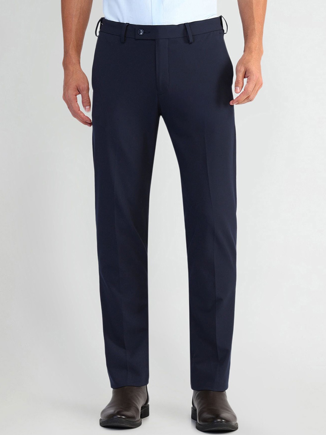 

Arrow Men Classic Mid-Rise Formal Trousers, Blue