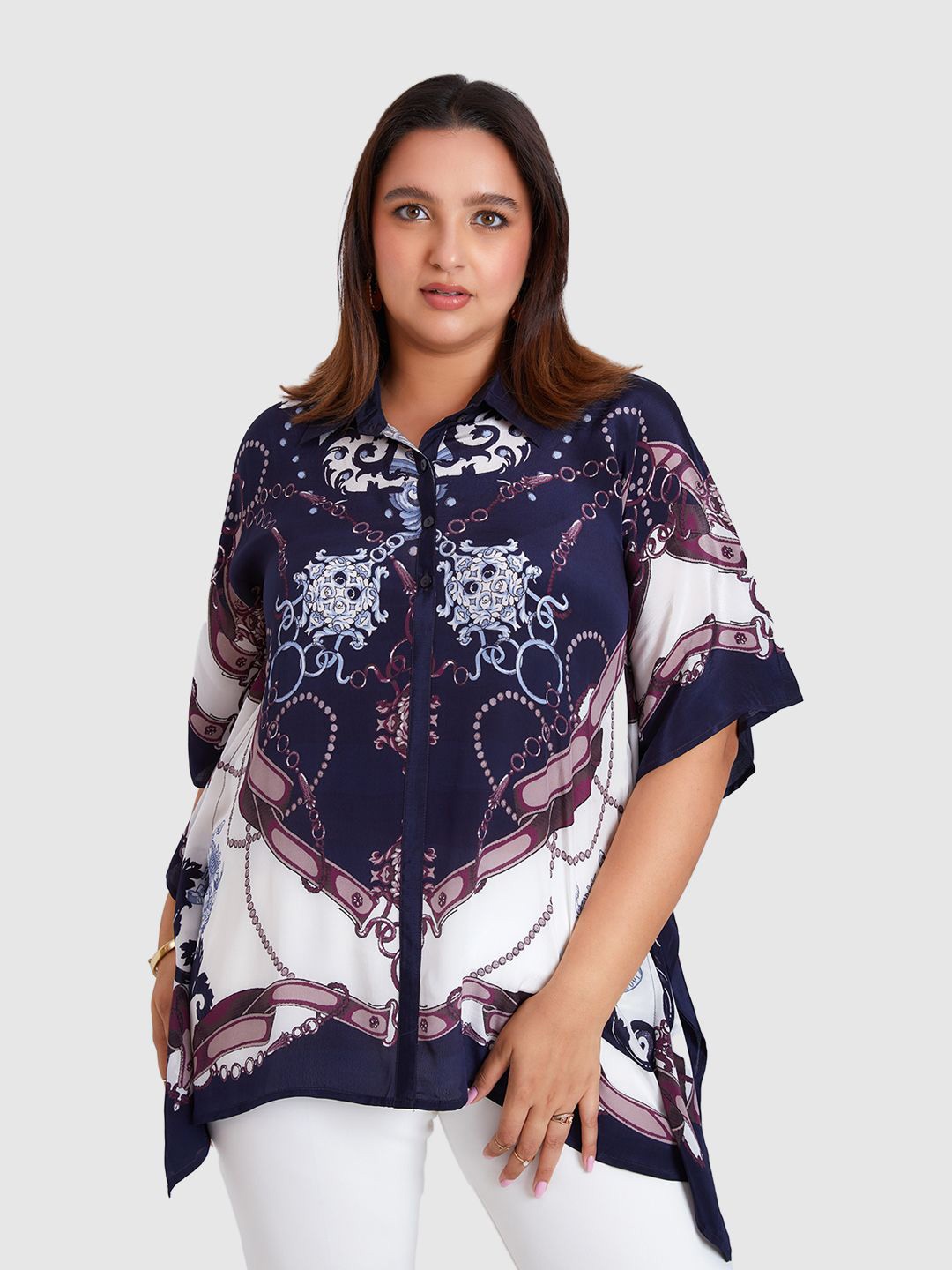 

Presence Women Floral Printed Kaftan Top, Blue