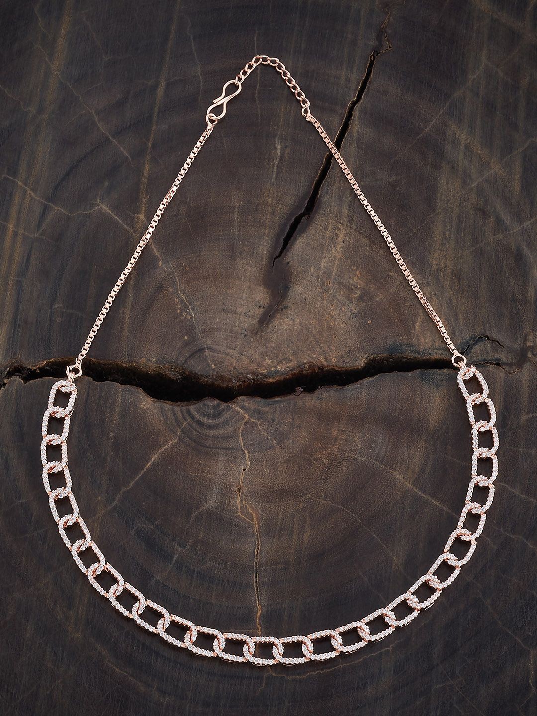 

Kushal's Fashion Jewellery Rose Gold-Plated Zircon Studded Necklace