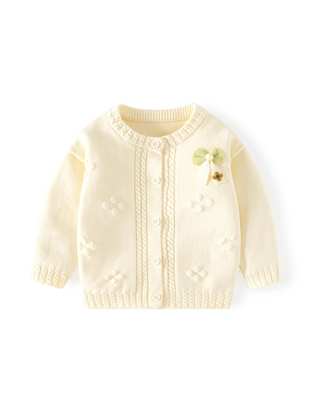 

LULU & SKY Girls Cable Knit Cardigan, Beige