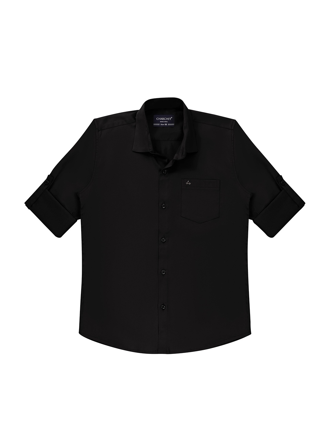 

CHARCHIT Boys Comfort Opaque Casual Shirt, Black