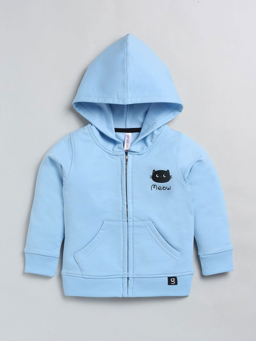 

Ginie Girls Front-Open Cotton Hooded Sweatshirt, Blue