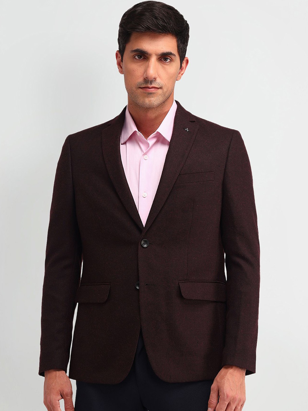 

Arrow Self Design Single-Breasted Formal Blazer, Red