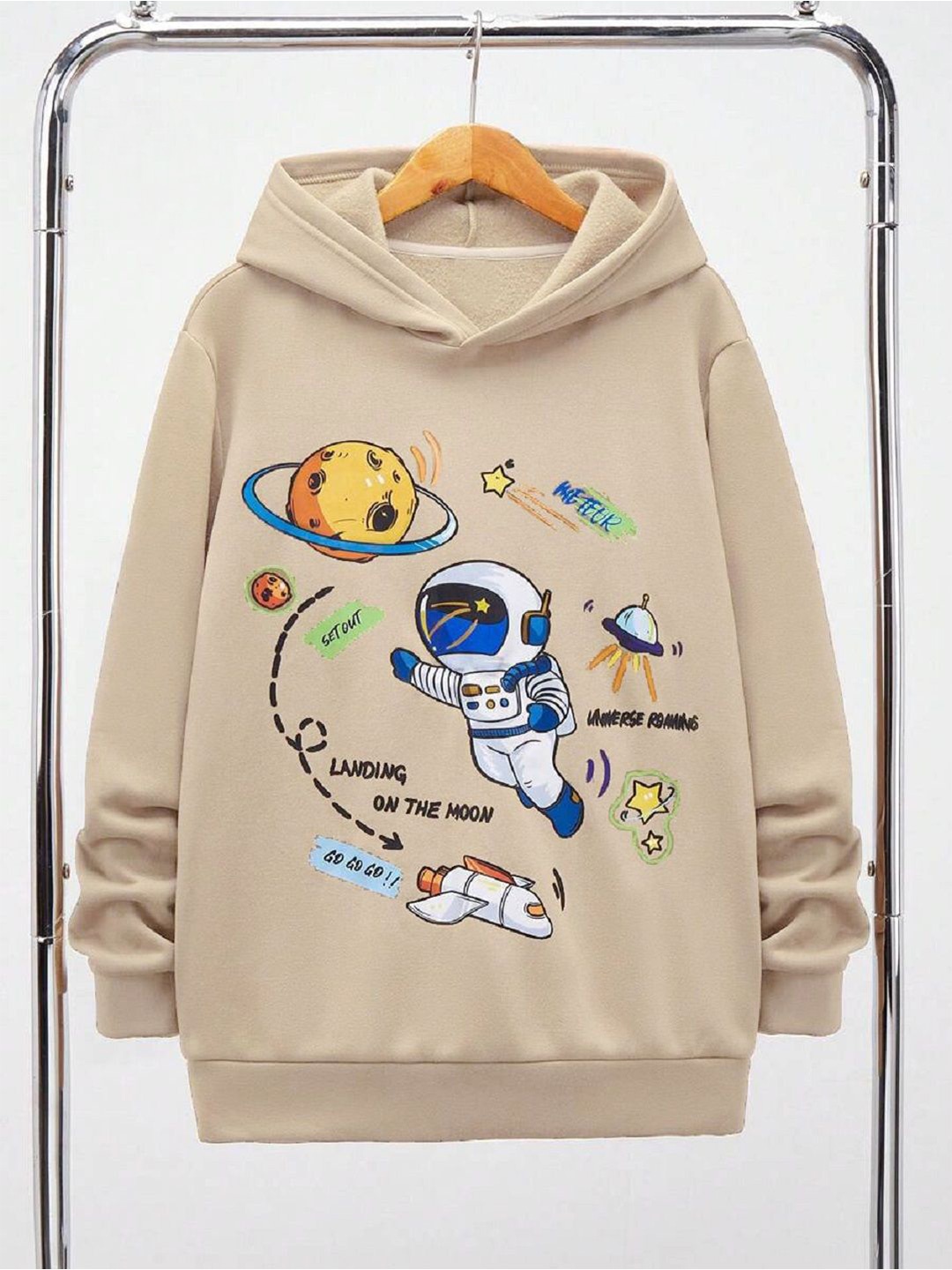 

BAESD Boys Printed Hooded Pullover Sweatshirt, Cream