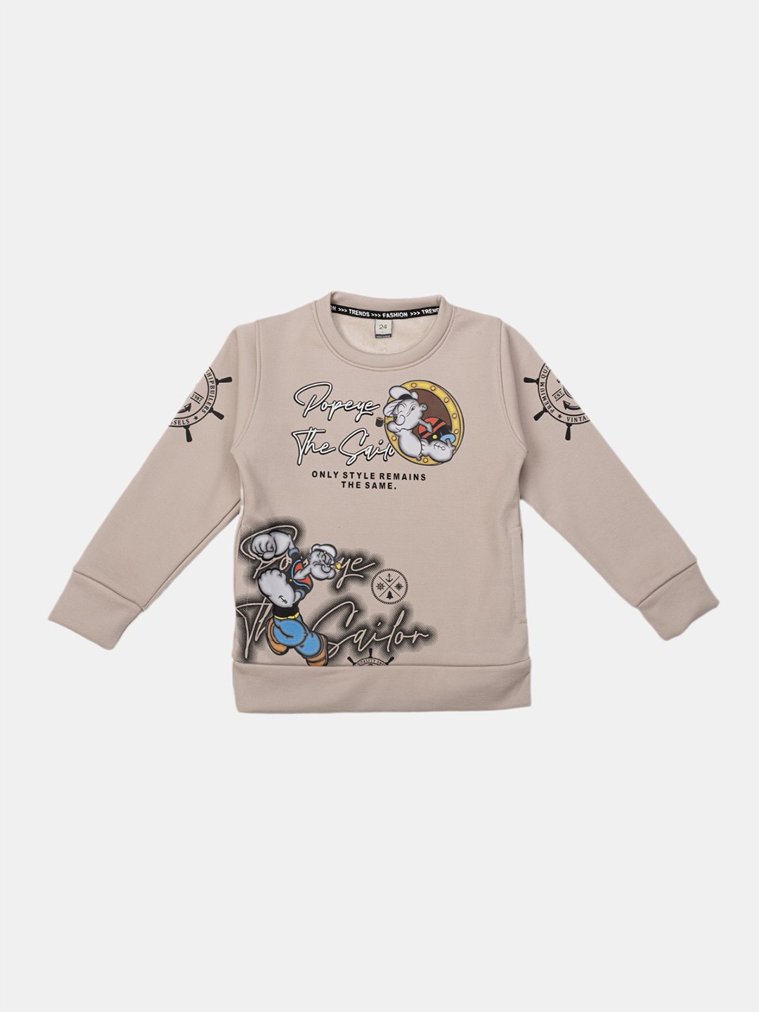 

Albion By CnM Boys Printed Round Neck Pullover Sweatshirt, Beige