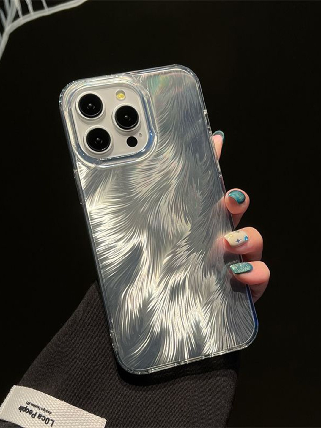 

Luxury Kase Abstract Printed iPhone 13 Pro Max Back Case Mobile Accessories, Silver