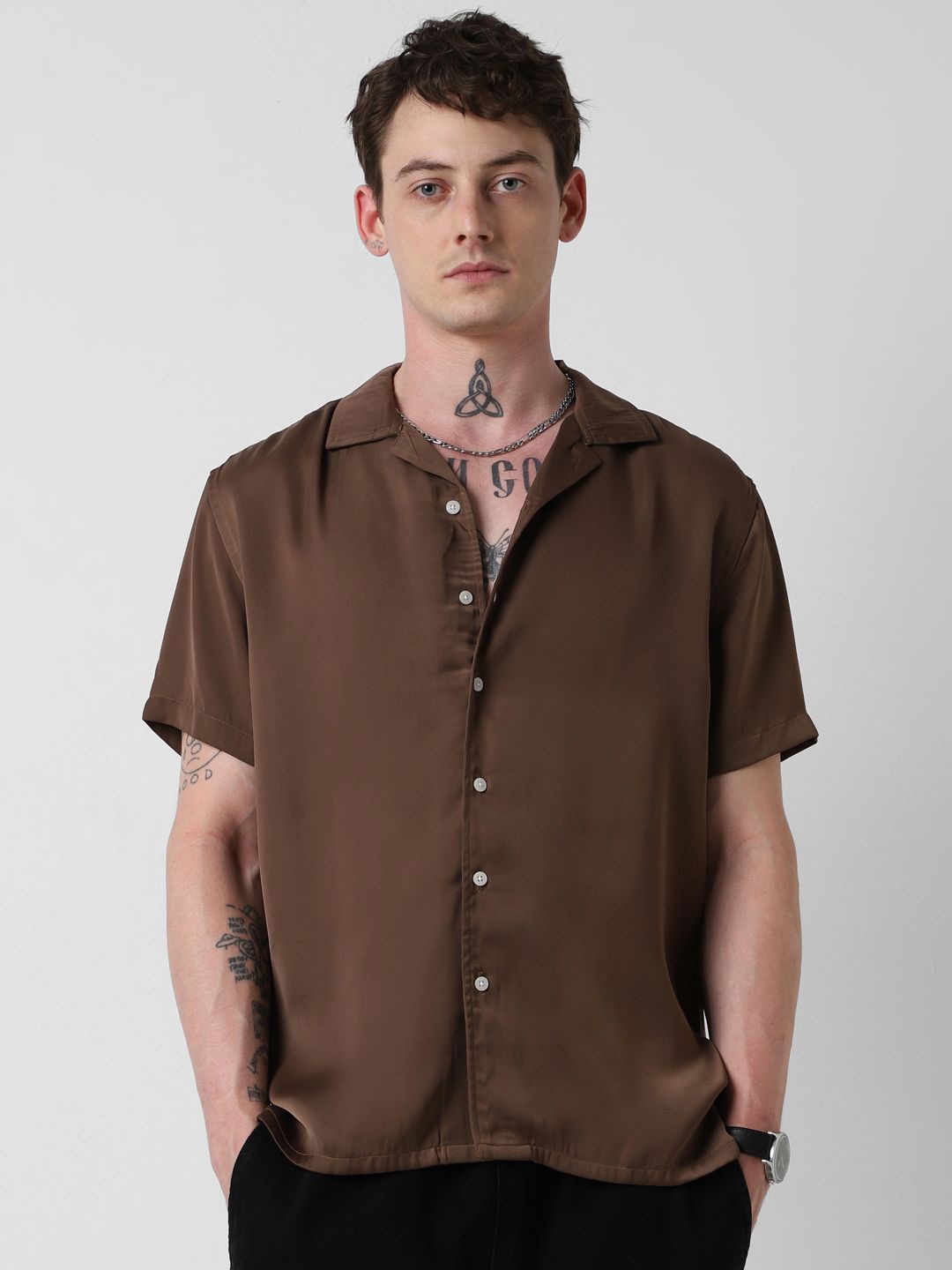 

VASTRADO Men Classic Opaque Casual Shirt, Brown