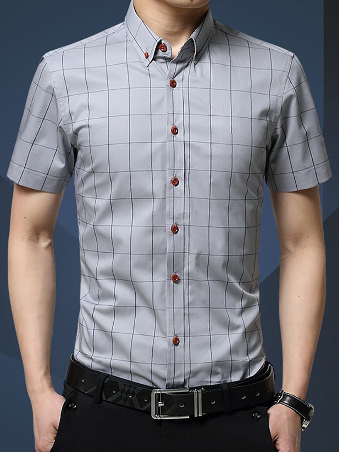 

StyleCast x Revolte Men Opaque Checked Casual Shirt, Grey