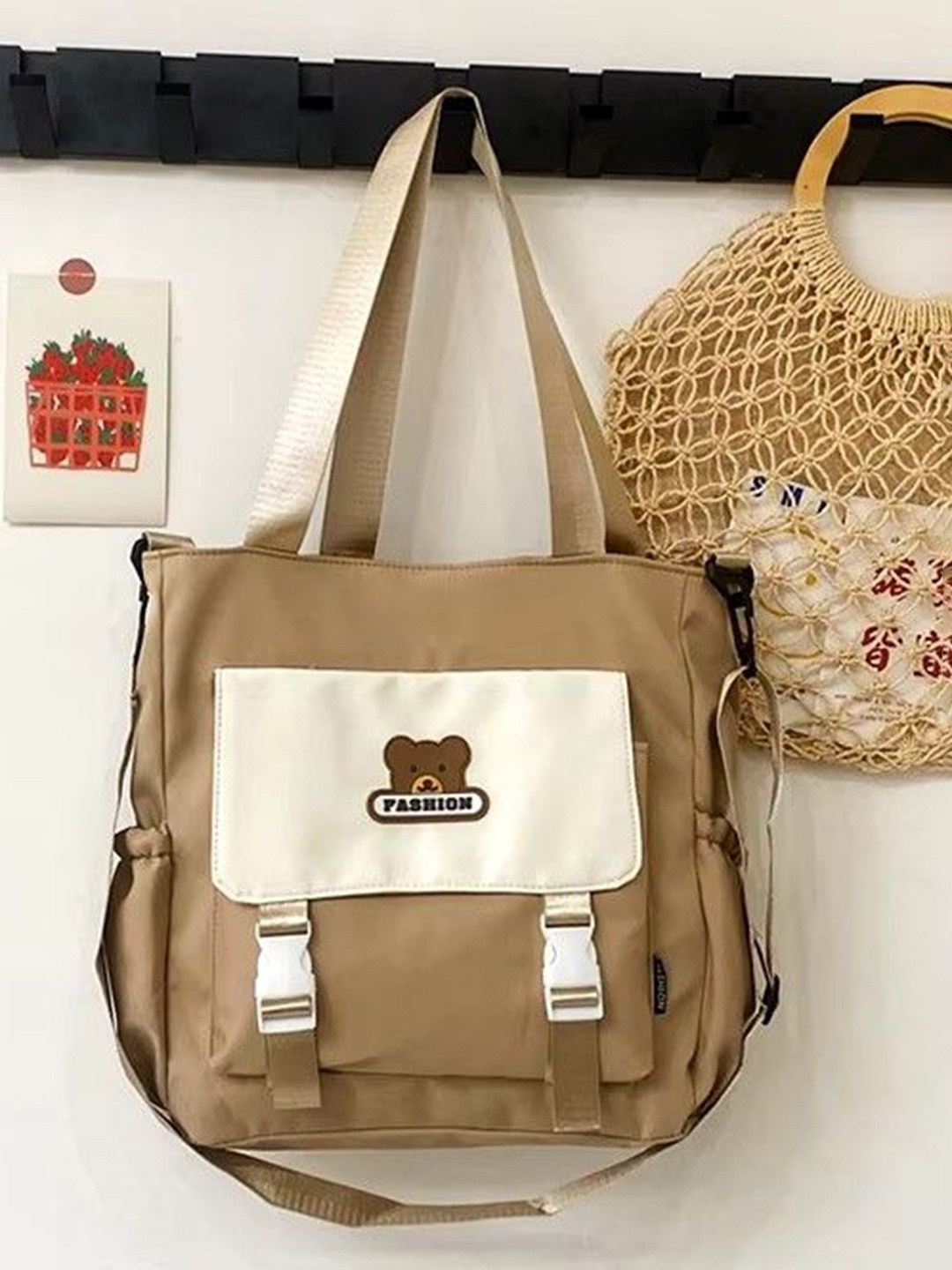 

StyleCast Beige Cotton Structured Side Bag