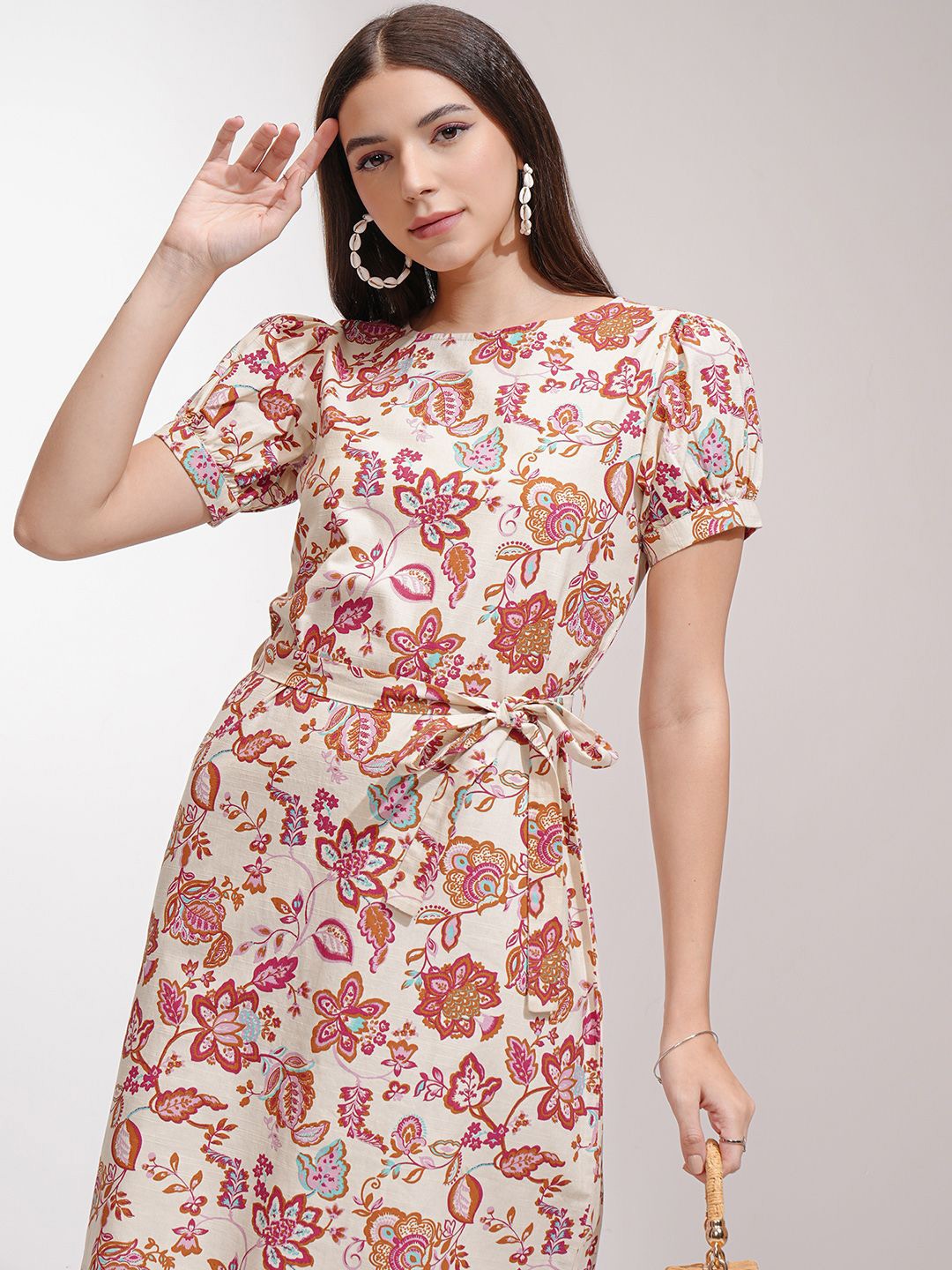 

ESPYR By Tokyo Talkies Women Floral Printed Fit and Flare Dress, Off white