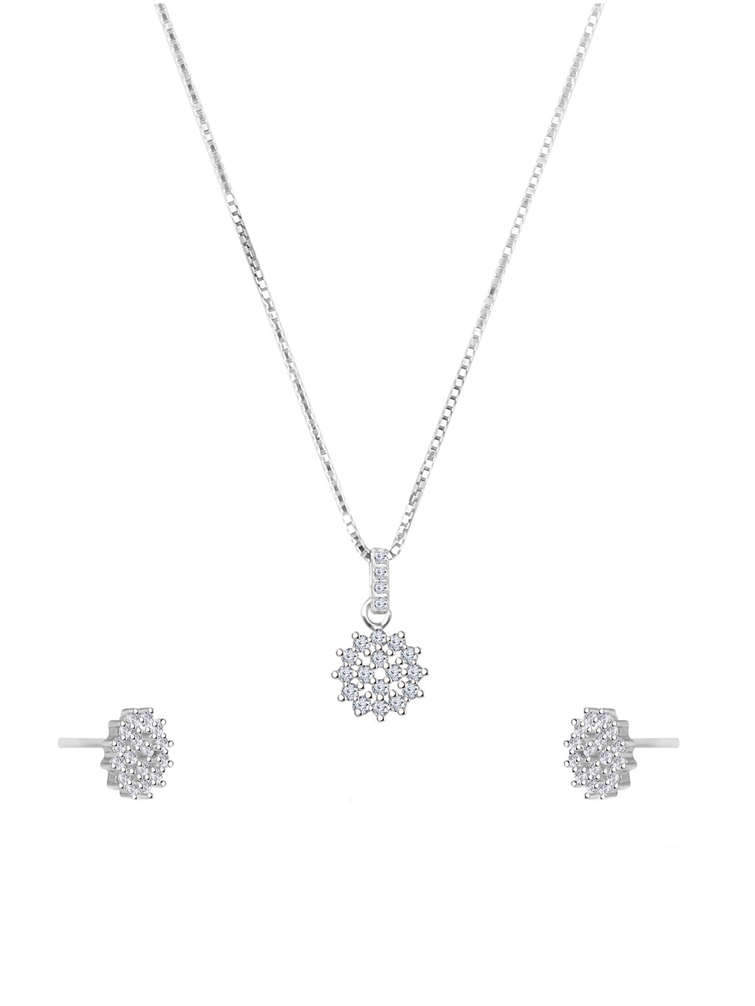 

JUPRA 925 Sterling Silver Rhodium Plated Cubic Zirconia Studded Jewellery Set