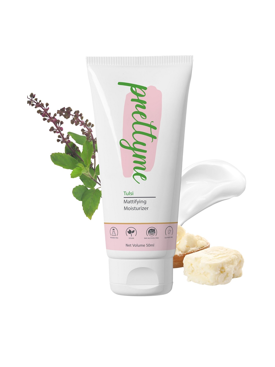 

Prettyme Tulsi Mattifying Moisturizer For Hydrating With Kokum Seed Butter - 50 ml, White