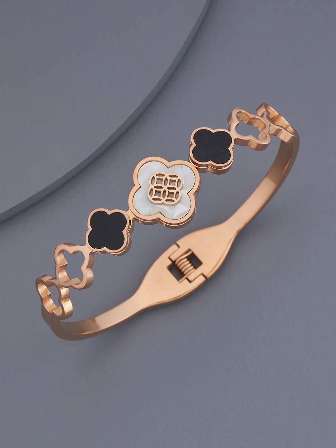 

Kushal's Fashion Jewellery Rose Gold-Plated Stone Studded Kada Bracelet