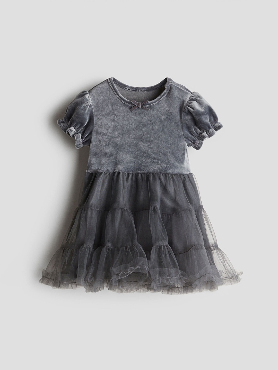 

H&M Girls Tulle Skirt Velour Dress, Grey