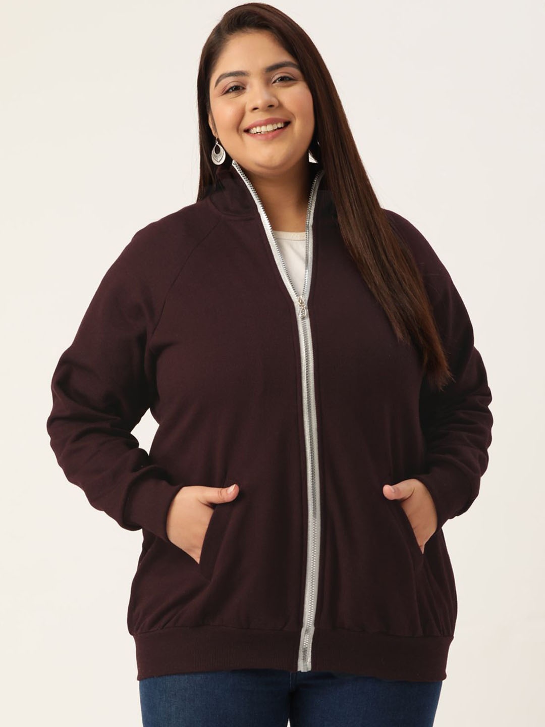 

theRebelinme Women Open Front Jacket, Burgundy