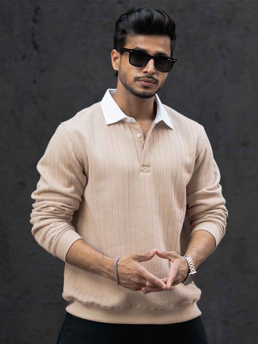 

Powerlook Men Polo Collar T-shirt, Beige