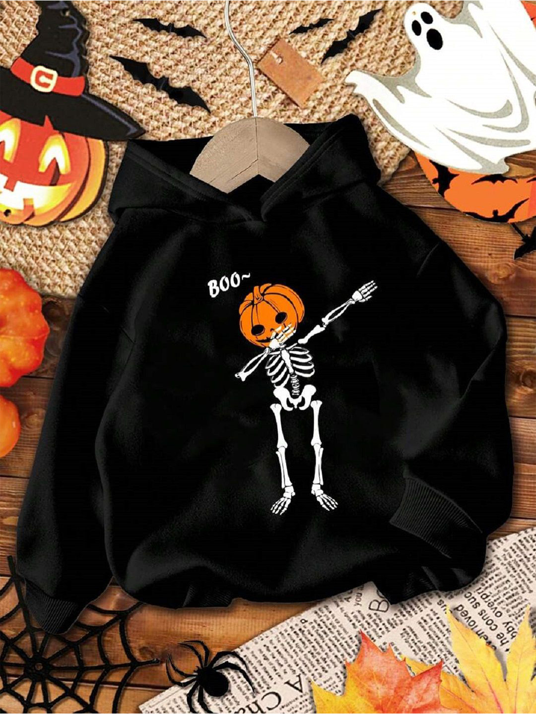 

BAESD Boys Printed Long Sleeves Hooded Sweatshirt, Black