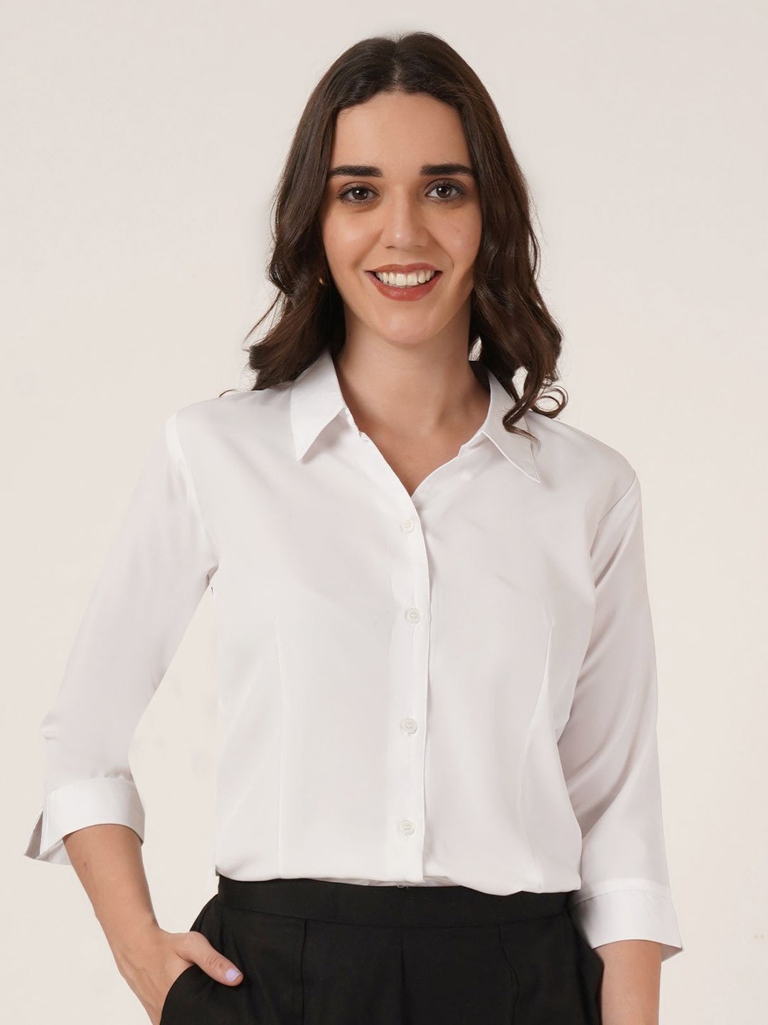

Brownverse Women Contemporary Opaque Casual Shirt, White
