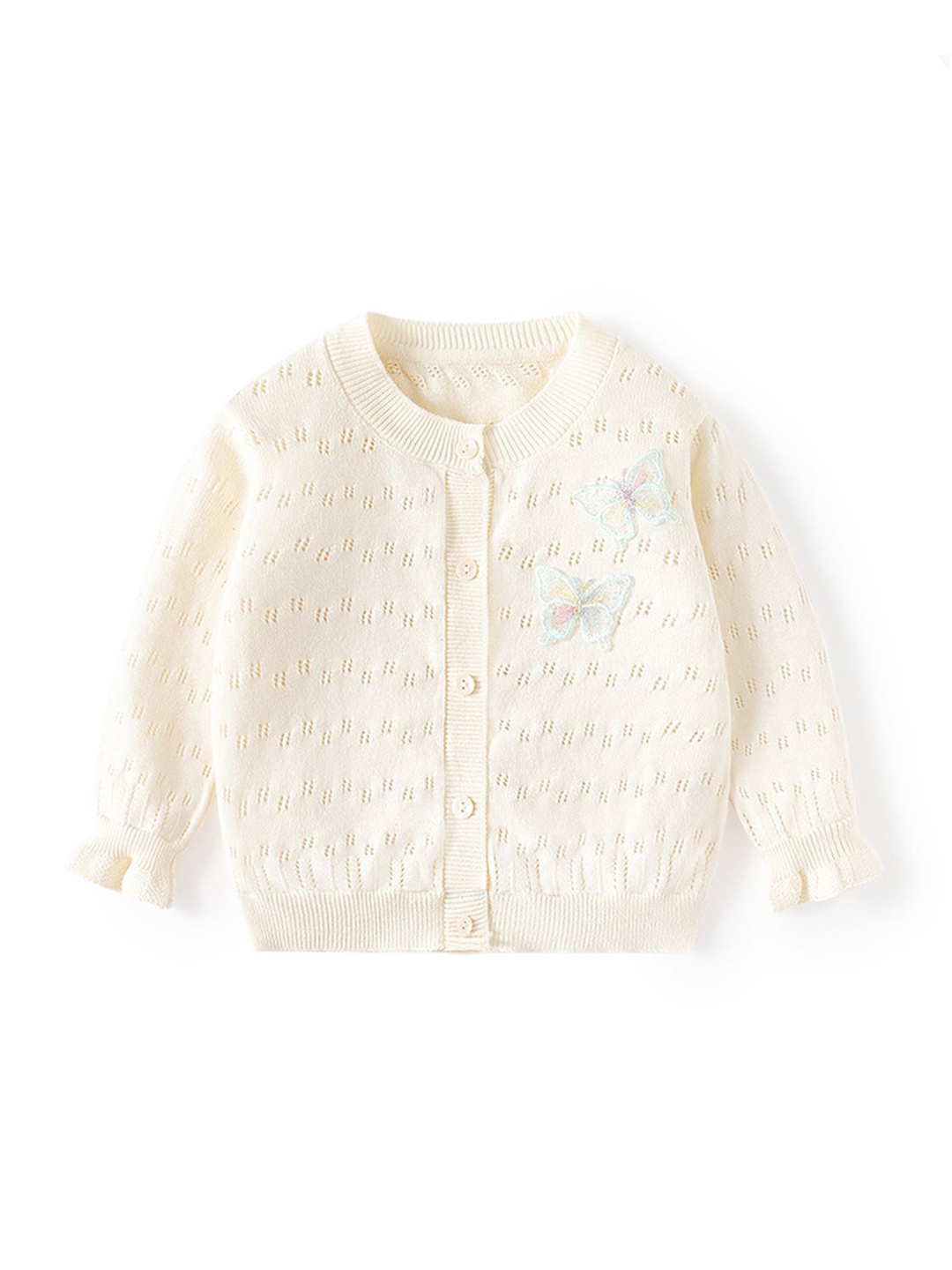 

LULU & SKY Girls Self Design Cable Knit Cardigan Sweater, Beige