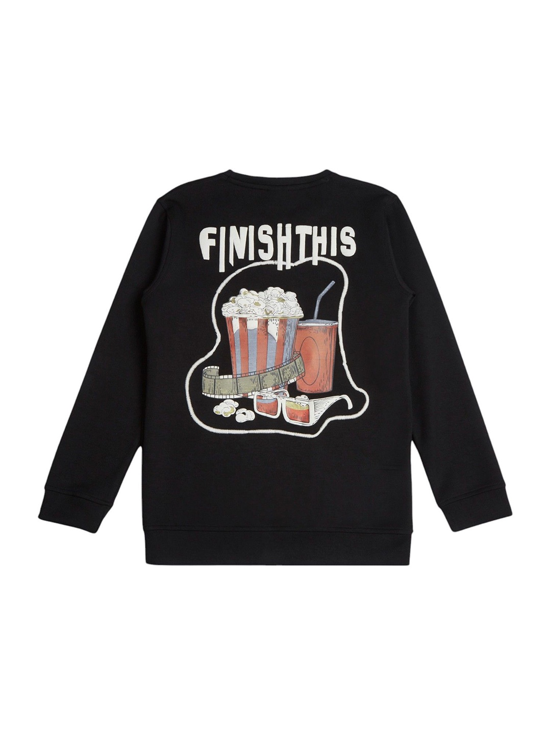 

CAVIO Boys Printed Pullover Sweatshirt, Black